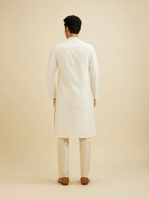 Manyavar Cream White Sequinned Kurta Set