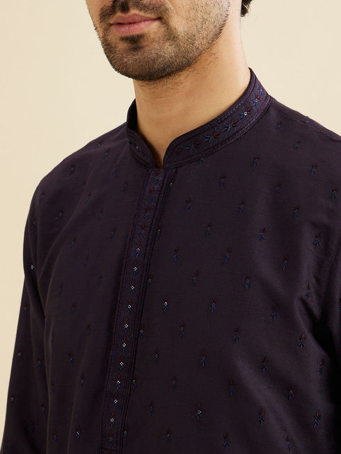 Manyavar Indigo Blue Sequinned Kurta Set