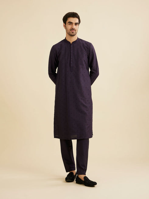 Manyavar Indigo Blue Sequinned Kurta Set