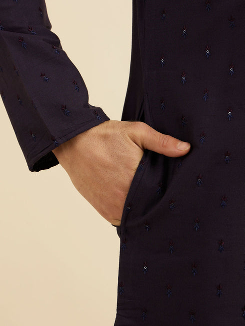 Manyavar Indigo Blue Sequinned Kurta Set