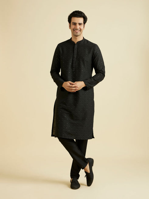 Manyavar Elegant Black Kurta Pajama