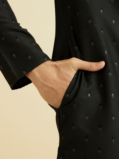 Manyavar Elegant Black Kurta Pajama