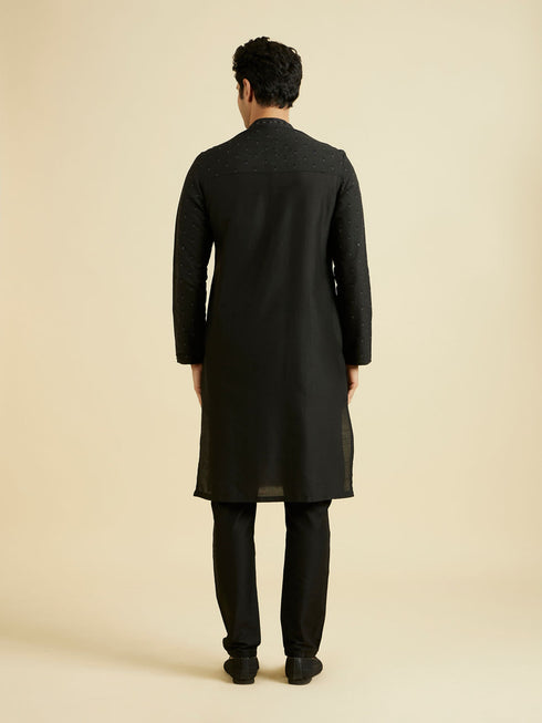 Manyavar Elegant Black Kurta Pajama