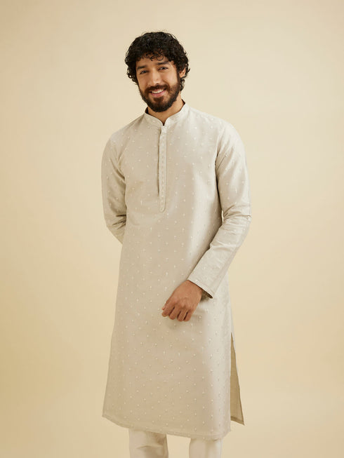 Manyavar Smoke Grey Sequinned Kurta Set