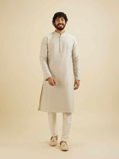 Manyavar Smoke Grey Sequinned Kurta Set