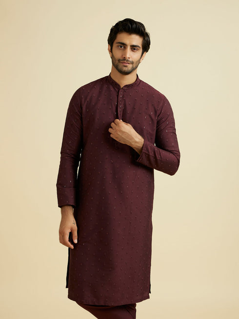 Manyavar Regal Wine Kurta Pajama Ensemble