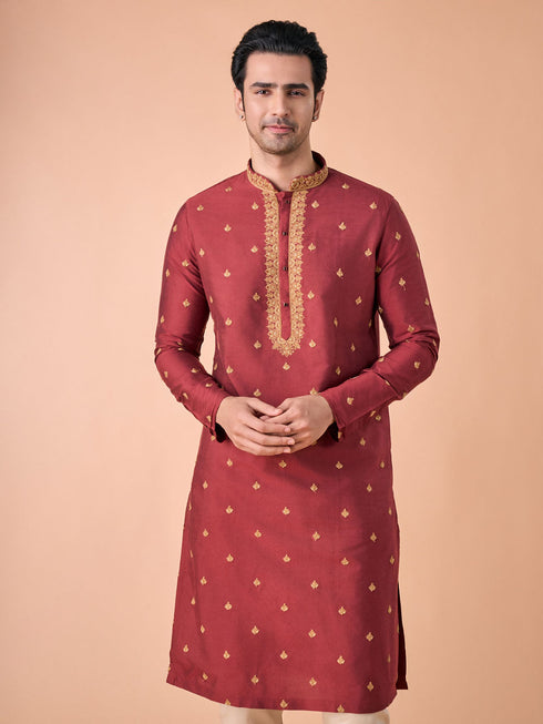 Manyavar Rust Radiance Kurta Pajama