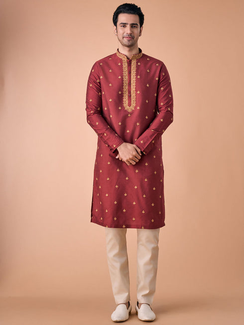 Manyavar Rust Radiance Kurta Pajama