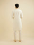 Manyavar Cream White Buta Patterned Kurta Set with Embroidered Neckline