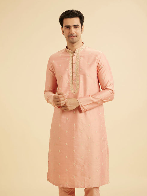 Manyavar Peach Gala Kurta Pajama