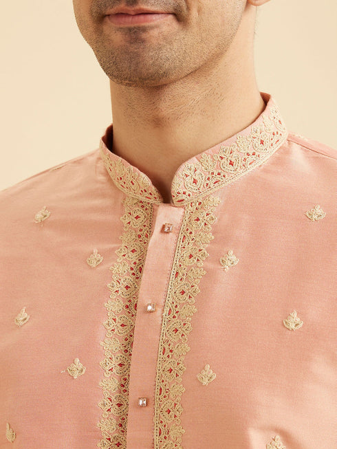 Manyavar Peach Gala Kurta Pajama