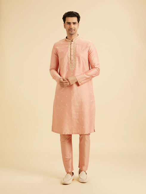 Manyavar Peach Gala Kurta Pajama