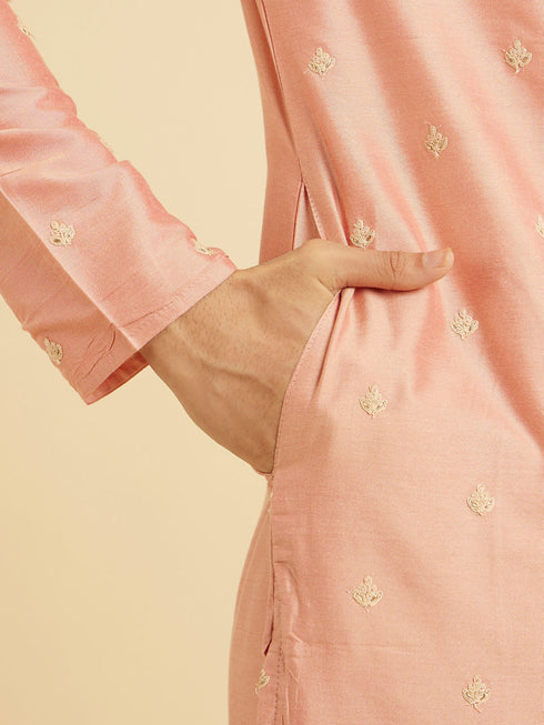 Manyavar Peach Gala Kurta Pajama