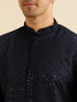 Manyavar Dark Blue Festive Charm Kurta Pajama