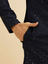 Manyavar Dark Blue Festive Charm Kurta Pajama