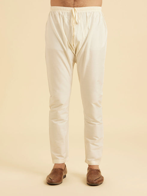 Manyavar Cream Mystic Kurta Pajama