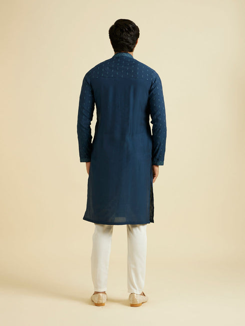 Manyavar Dark Blue Royal Elegance Kurta Pajama