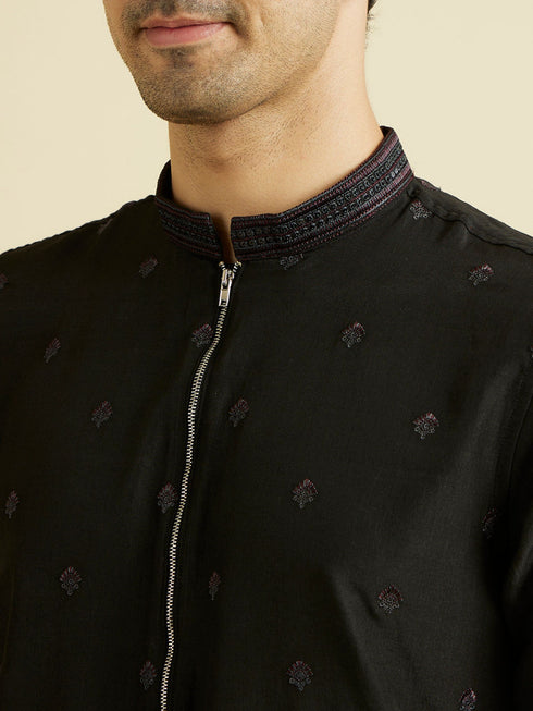 Manyavar Black Elegance Kurta Pajama with Dupatta