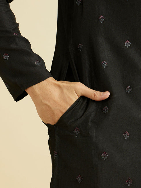 Manyavar Black Elegance Kurta Pajama with Dupatta
