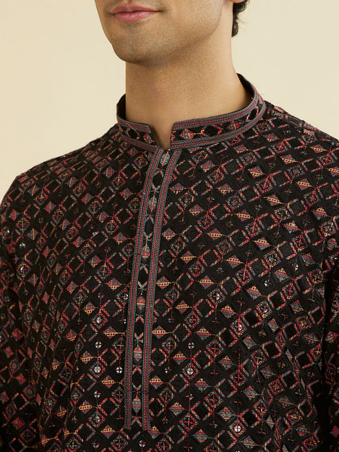Manyavar Classic Black Ensemble Kurta Pant