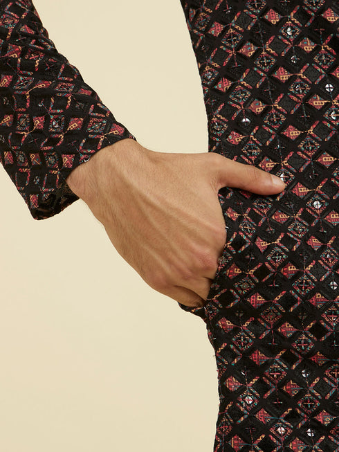 Manyavar Classic Black Ensemble Kurta Pant