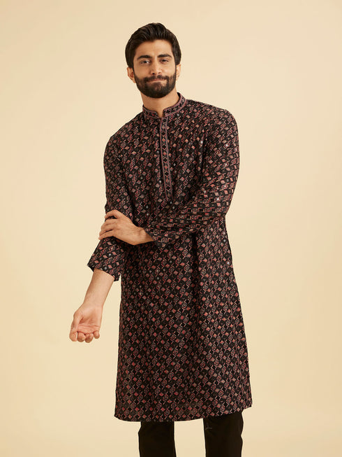 Manyavar Elegant Black Kurta Pajama Ensemble