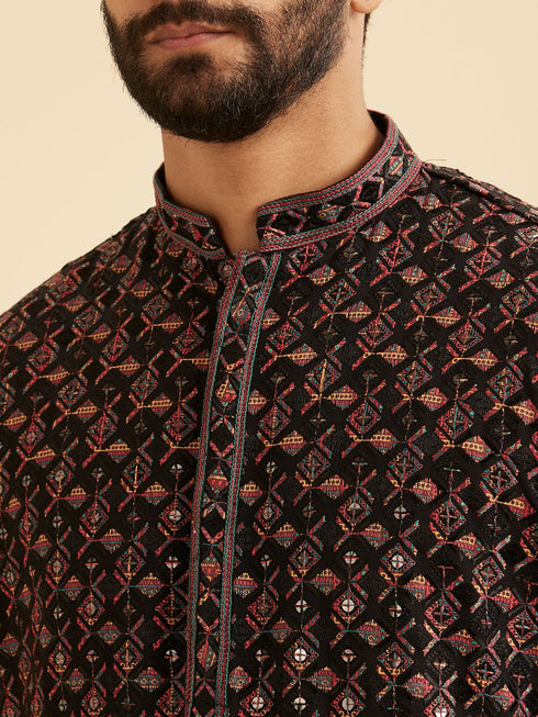 Manyavar Elegant Black Kurta Pajama Ensemble