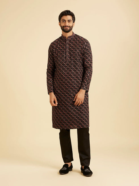 Manyavar Elegant Black Kurta Pajama Ensemble