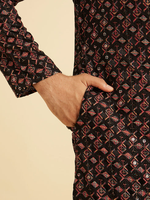 Manyavar Elegant Black Kurta Pajama Ensemble
