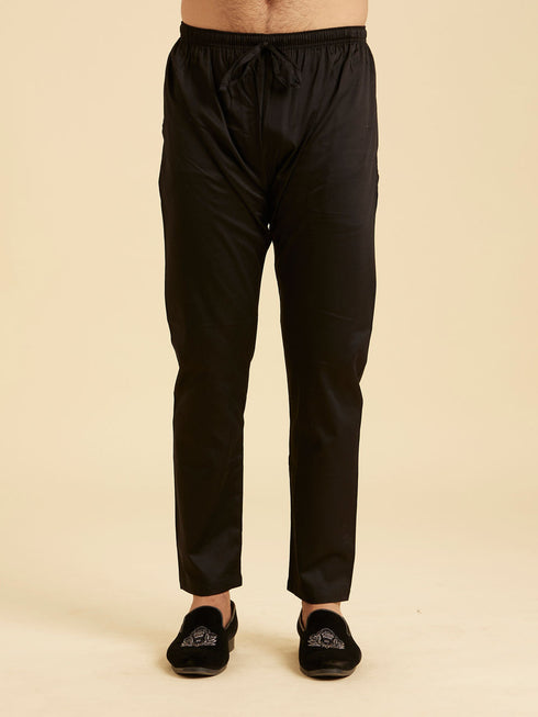 Manyavar Elegant Black Kurta Pajama Ensemble