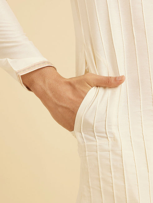 Manyavar Exquisite Cream Kurta Dhoti Ensemble