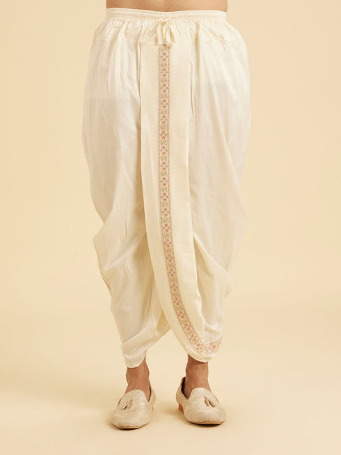 Manyavar Exquisite Cream Kurta Dhoti Ensemble