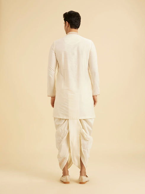 Manyavar Exquisite Cream Kurta Dhoti Ensemble