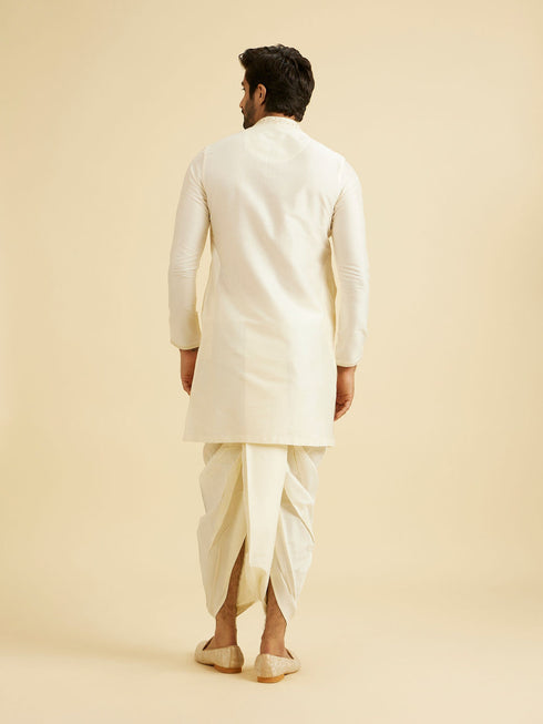 Manyavar Warm White Festive Elegance Kurta Dhoti