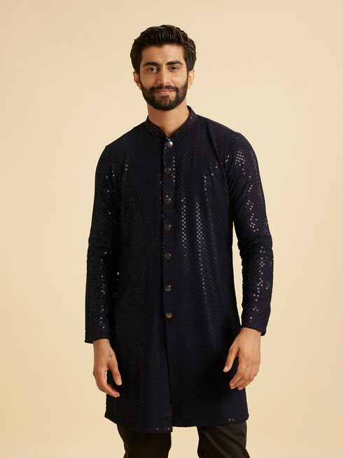 Manyavar Radiant Dark Blue Kurta Pajama