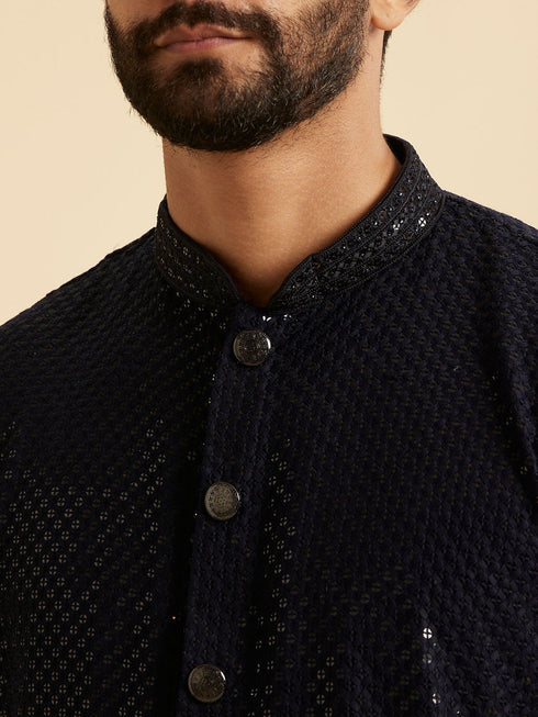 Manyavar Radiant Dark Blue Kurta Pajama