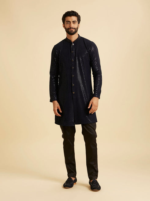 Manyavar Radiant Dark Blue Kurta Pajama