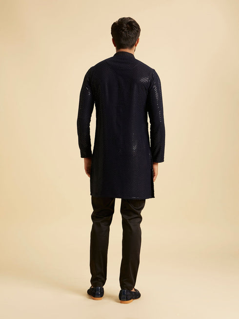 Manyavar Radiant Dark Blue Kurta Pajama