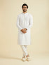 Manyavar Elegant White Cotton Kurta Pajama