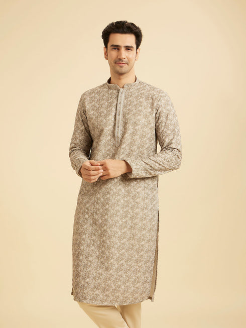 Manyavar Olive Green Exquisite Kurta Pajama