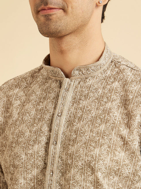 Manyavar Olive Green Exquisite Kurta Pajama