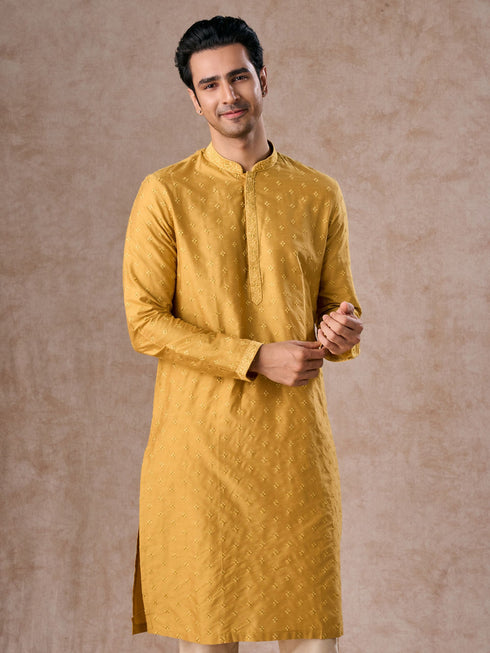 Manyavar Sunset Mustard Elegance Kurta Pajama