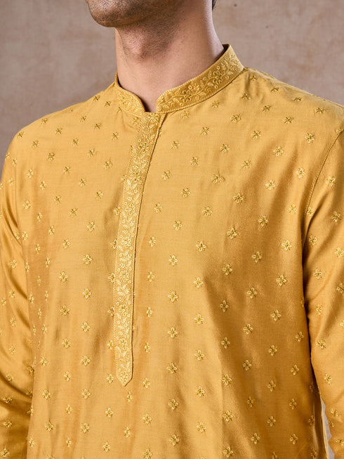 Manyavar Sunset Mustard Elegance Kurta Pajama