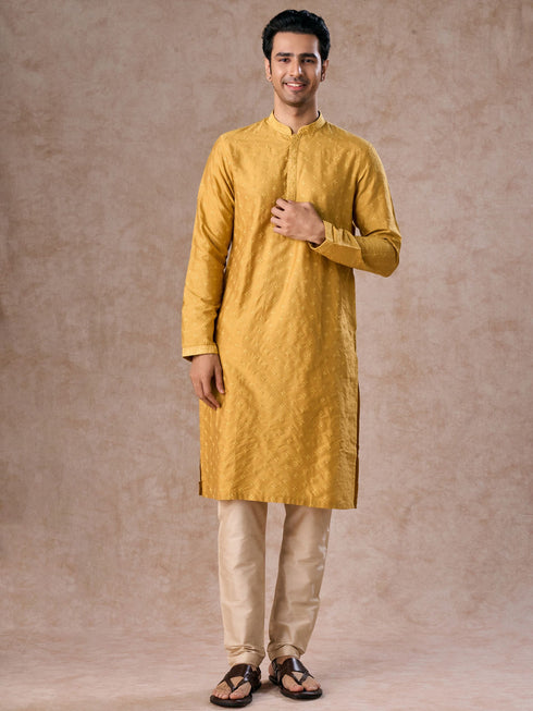 Manyavar Sunset Mustard Elegance Kurta Pajama