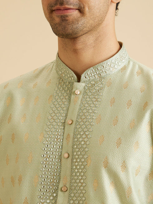 Manyavar Radiant Green Festivity Kurta Pajama