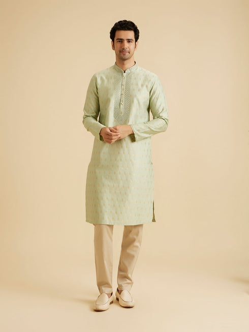 Manyavar Radiant Green Festivity Kurta Pajama