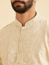 Manyavar Beige Elegance Kurta Pajama