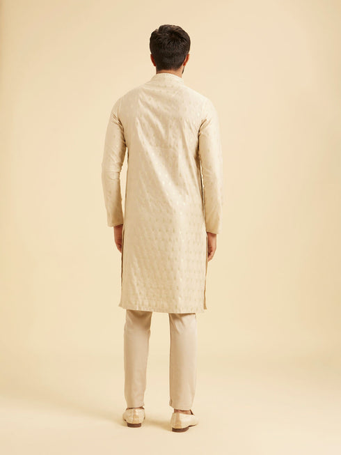 Manyavar Beige Elegance Kurta Pajama