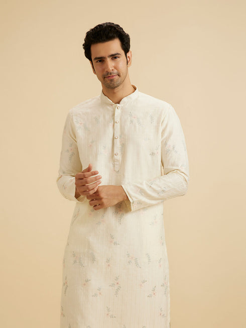 Manyavar Graceful Warm White Kurta Pajama