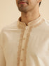 Manyavar Cream Elegance Kurta Dhoti